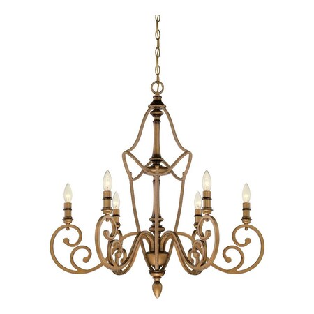 Designers Fountain Aged Brass Isla 6 Light 1 Tier Candle Style Chandelier 85686-ABS